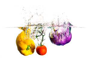 Splash Colors #1 - Peppers, Tomato and Eggplant